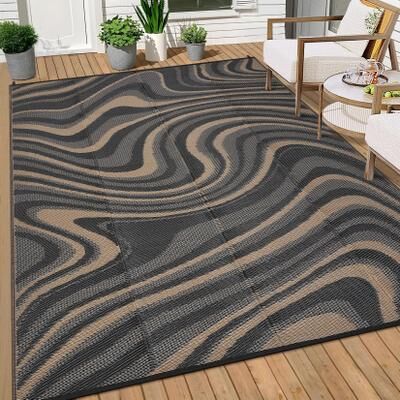 Garvee Waterproof Reversible Modern Abstract Outdoor Rug