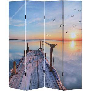 Mendler Paravent T234 Sonnenuntergang innen 4-tlg., aus Holz / Stoff, Foto-Paravent, 160 x 180 cm