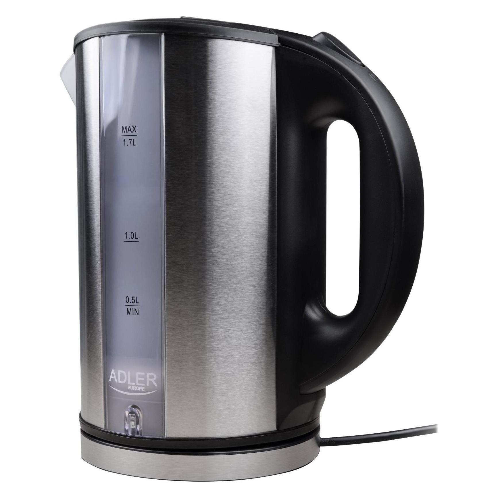Adler AD 1216 Standard, Stainless steel, Stainless steel, 2000 W, 360 ° rotational base, 1.7 L (1.70 l) (AD 1216)