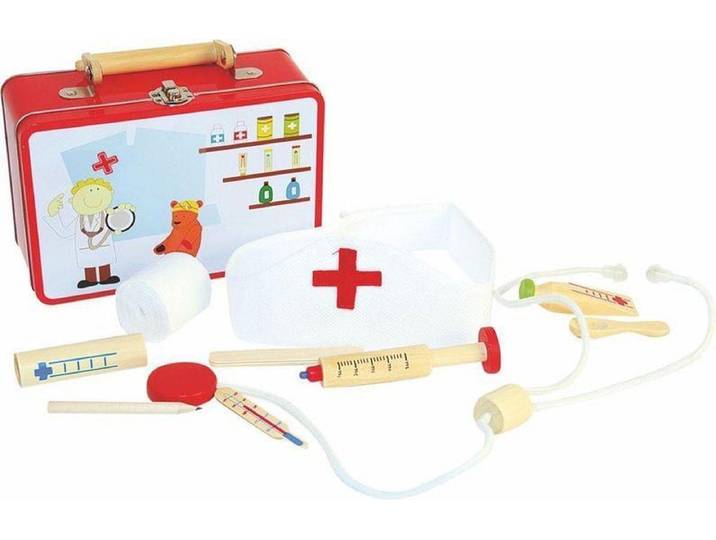 Woody 90847 - Dokter speelgoedkoffer - Houten accessoires - Geschikt vanaf 3 jaar
