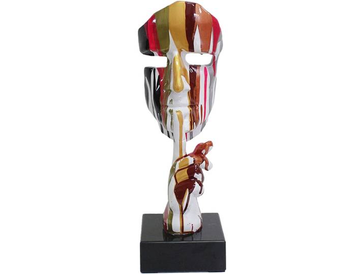Skulptur GILDE Skulptur Gesicht Colorful Silence , bunt (mehrfarbig), B:13cm H:41cm T:13cm, Kunstharz, Dekofiguren, Skulptur