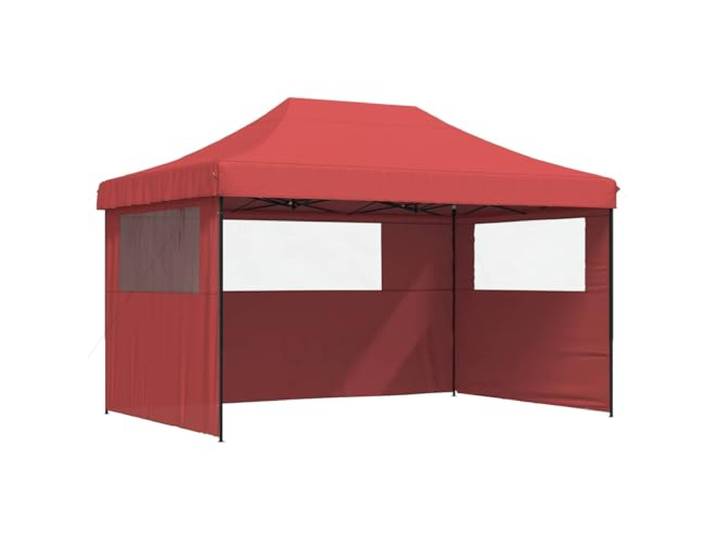 Faltbares Pop-Up-Zelt, 3 Seitenwände, Rotwein, mit Oxford-Dach Robuster pulverbeschichteter Stahl, transparente Fenster, schnelle Montage, einfache Reinigung, kompakte Aufbewahrung