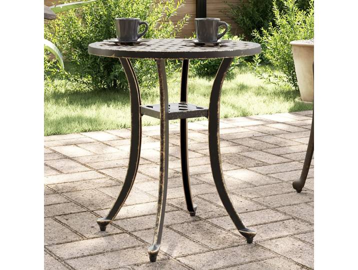 Table de jardin en bronze Ø48x53 cm en aluminium moulé sous pression Table de patio de jardin extérieure Table de pique-nique décoration de mobilier d'extérieur