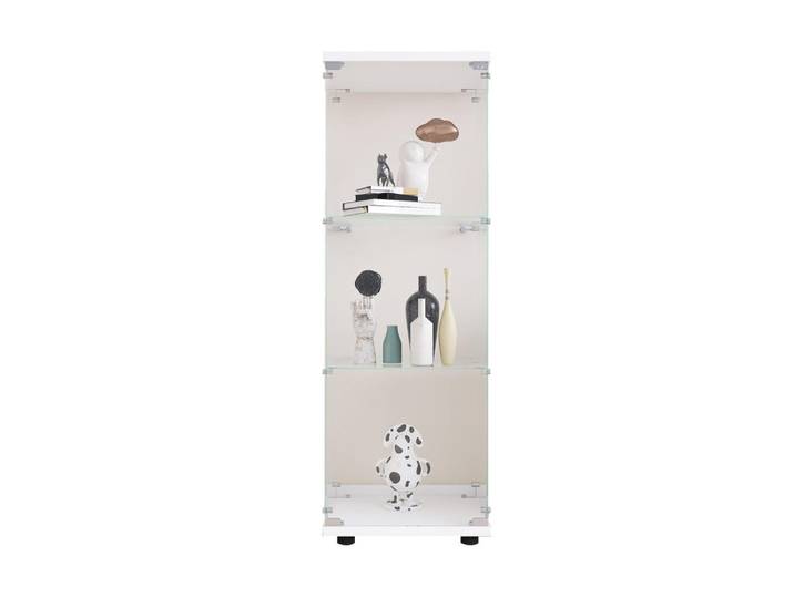 Shopentra Vitrine mit Glasfront, abschließbar & 3 Ebenen, Weiß, 42.4x125.2x36.3 cm, Esszimmer, Vitrinen, Vitrinenschränke