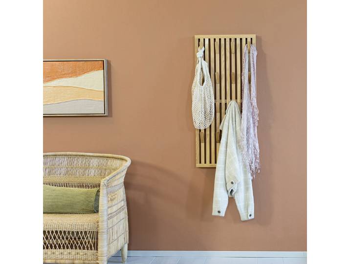 Porte-manteaux mural massif Parco 46 x 100 x 8cm Marron/Chêne