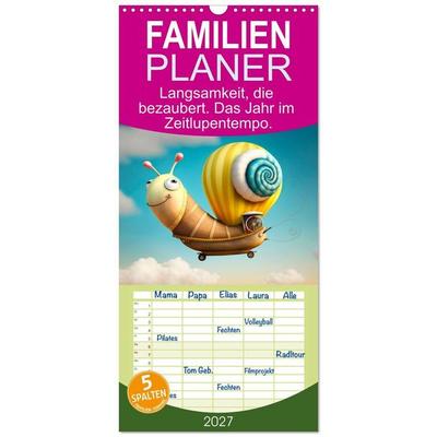 Familienplaner 2027 - Langsamkeit, die bezaubert. Das Jahr im Zeitlupentempo. mit 5 Spalten (Wandkalender, 21 x 45 cm) CALVENDO