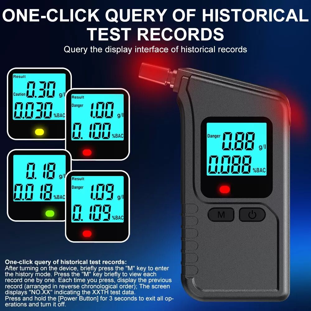 INF Testeur d'alcool portable - Éthylotest numérique avec écran LCD et détection active de l'haleine