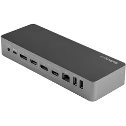 StarTech .com Universal Laptop Docking Station USB-C & USB 3.0 2x4K 100W PD (Docking Port, 4 Ports), Dockingstation + USB Hub, Grau, Schwarz