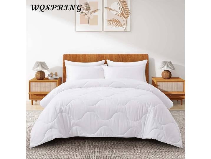 Couette en fibre de bambou blanche WQSPRING, couette d'hôtel, insert de couette, couette quatre saisons, antibactérienne, douce, chaude, respirante, literie