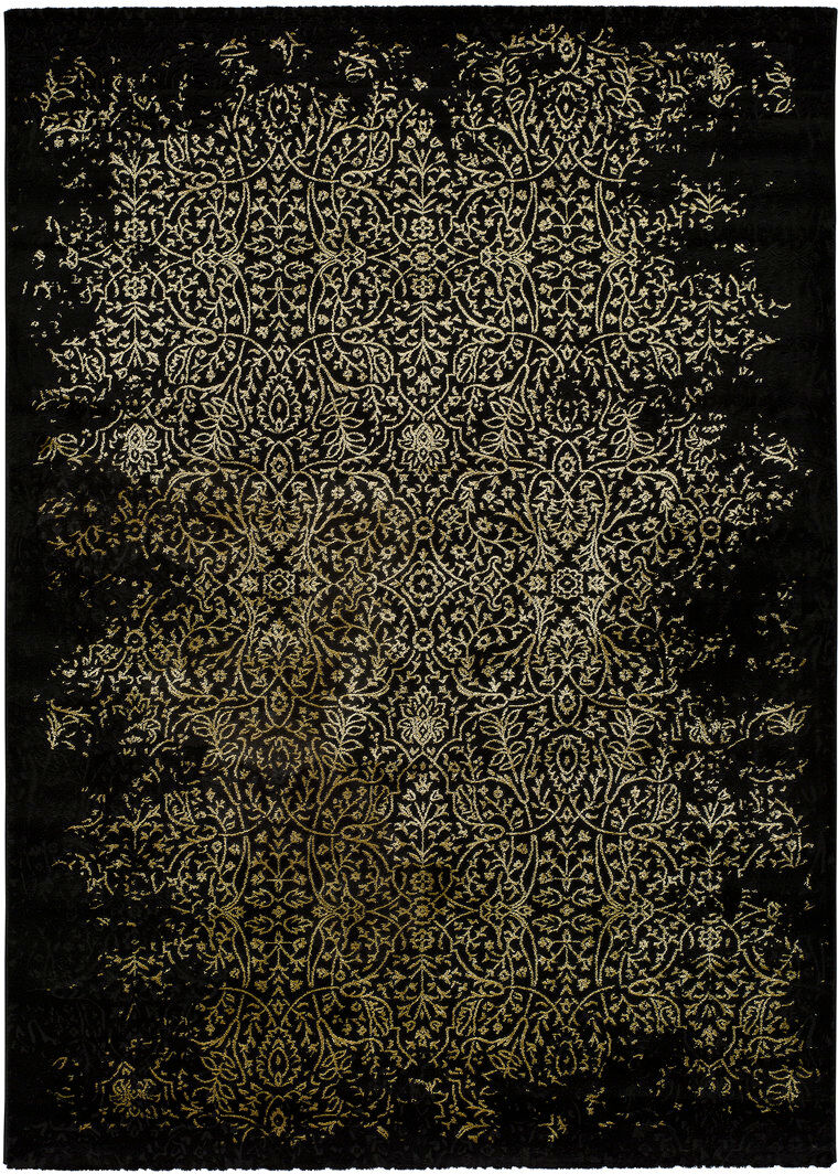 Marlow Home Co. Fetzer Floral Area Rug Black Rectangle 140 x 200cm