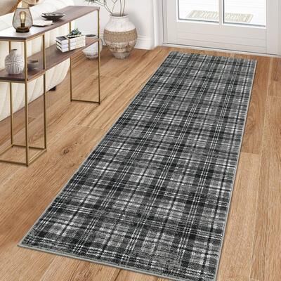 Garvee Earthy Plaid Soft Low Pile Foldable Area Rug