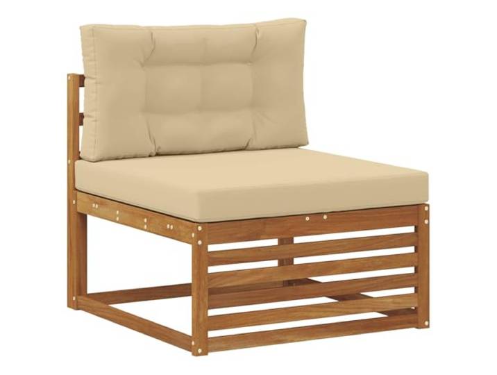 KTHLBRH Modulares Sofa-Set, 6-teilig, Akazienholz Rückenlehne mit Lattenrost, abnehmbare Kissen, für Garten und Terrasse
