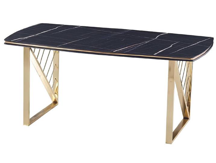 Xlmoebel Esstisch Eleganter Esstisch in Schwarz mit Edelstahlplatte (Esstisch, Esstisch), Hergestellt in Europa