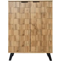 SCHUHSCHRANK Eiche-Optik 110 cm hoch mit 3D-Relief & verstellbaren Böden