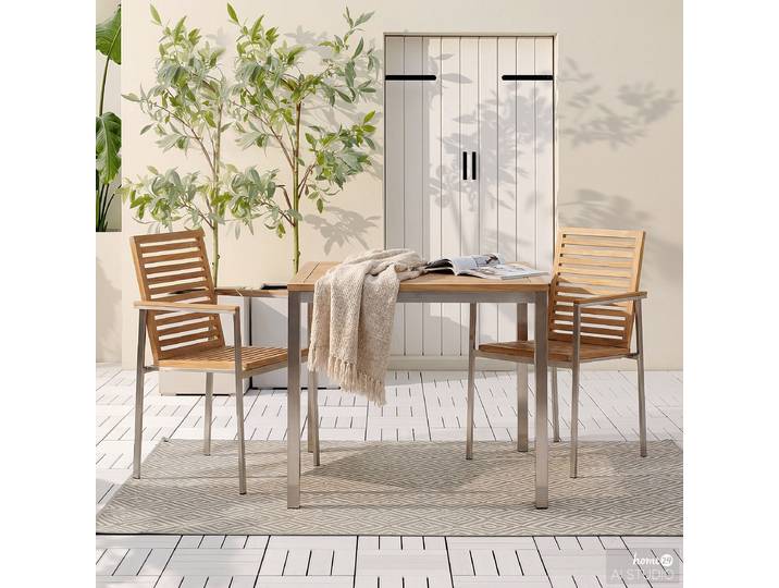 Table et chaises de n 3A 90 x 75 x 90cm Argenté/Beige/Marron