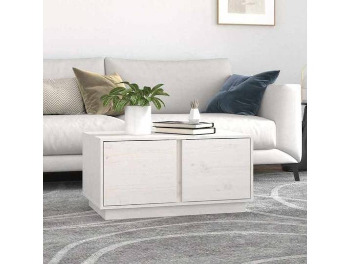 Meuble Table - HAOSHOP - Table basse Blanc 80x50x40 cm Bois massif de pin&01_19405