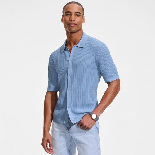 Leichtes Feinstrick-Hemd aus Baumwolle für Herren, Herren, size: regular, Blau, Baumwolle, by Lands' End