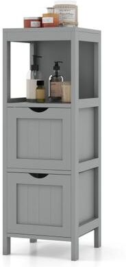 Costway Freestanding Storage Cabinet with 2 Removable Drawers for Bathroom-Gray