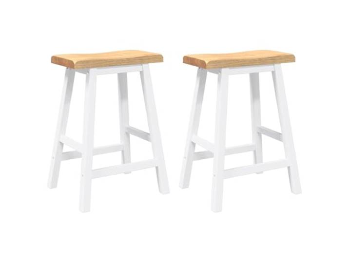 POUFGDR Barhocker, 2-teilig, Weiß, Massivholz, Hevea, mit Fußstütze Robustes Naturholz, zeitloses Design, ergonomischer Komfort, vielseitig einsetzbar, weiße Oberfläche, integrierte Fußstütze