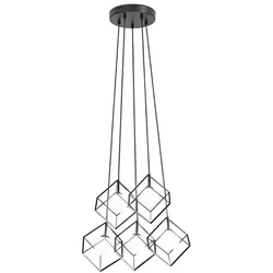 CUBE-Hängelampe aus Metall in mattschwarzem Perenz - 5 G9-Lampen
