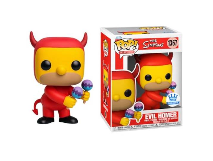 Funko Pop! The Simpsons Evil Homer Vinyl Figuur, 4.3 , Maracas, Exclusief, Rood/Geel