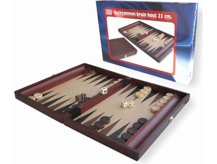 HOT Games Backgammon - Koffer Hout - 35x23 cm - Bruin