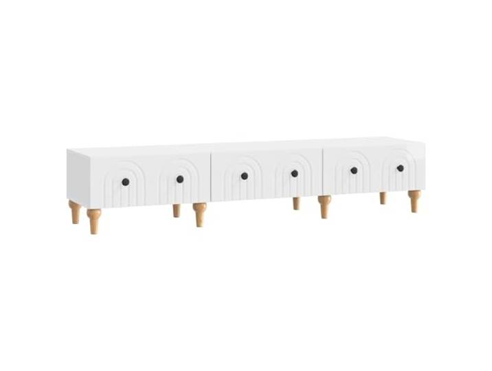 Roanoer TV Lowboard Hochglanz Weiß 147 x 34,5 x 30 cm TV Board Modernes Lowboard im Wohnzimmer mit 3 Schubladen, robustem Holzwerkstoff und 60 kg Belastbarkeit.