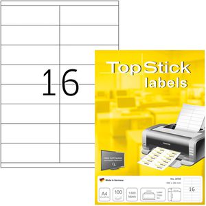 TopStick Universaletiketten labels, 8759, weiß, 105 x 35mm, 100 Blatt, 1.600 Stück