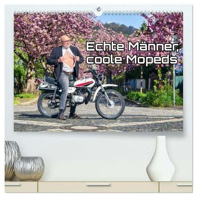 Echte Männer, coole Mopeds (hochwertiger Premium Wandkalender 2026 DIN A2 quer), Kunstdruck in Hochglanz