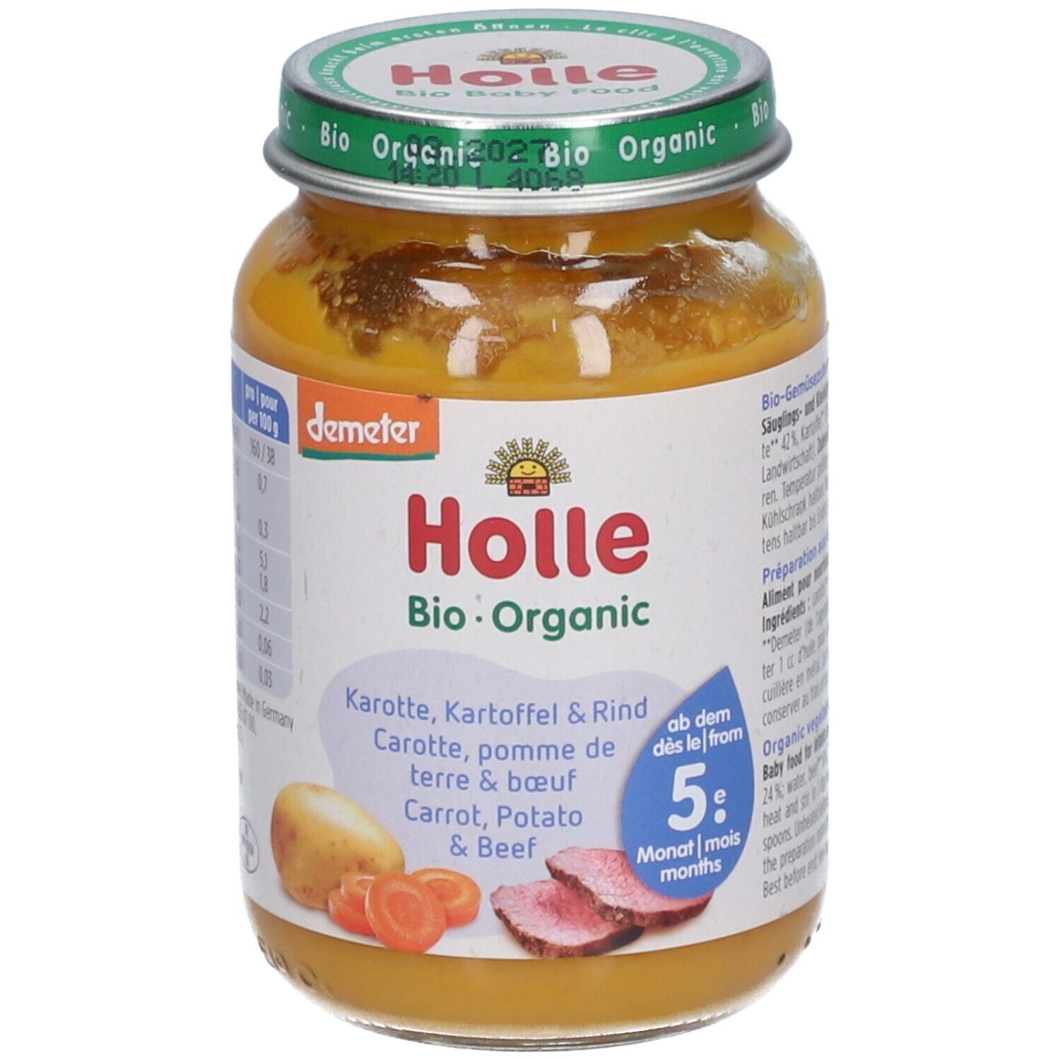 Holle Karotten Kartoffel & Rind Bio, ab 5 Monaten x4 4x190 g Set