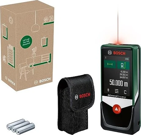 BOSCH Akku-Laser-Entfernungsmesser AdvancedDistance 50C, Tragetasche 0.603.672.2Z0 (3 × AAA)