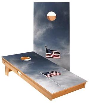 Skip's Garage American Flag Pole Cornhole Boards