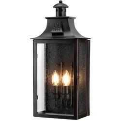 Außenleuchte Wandlampe Eisen Glas Bronze H 46 cm Gartenlampe Laterne Hof Balkon