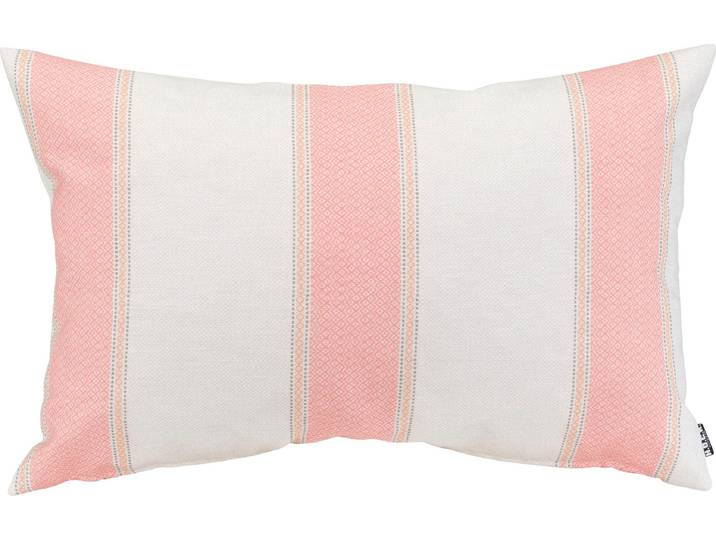 Dekokissen H.O.C.K. Forna , pink (coral, weiß, gestreift), B:40cm H:10cm L:60cm, Polyester, Dekokissen_Sitzkissen_Kissenhüllen, Dekokissen, mit farbigen Streifen, Kissenhülle mit Füllung, 1 Stück