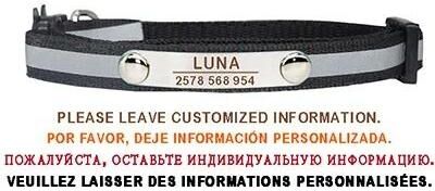 Uplift Essentials Custom Reflective Adjustable Safety Cat Collar black