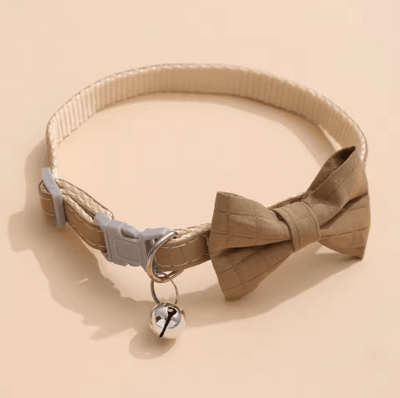 Inspire Picks BellaBow Adjustable Pet Collar Cute Bow Tie Collar With Bell For Cats & Small Dogs khaki 1.0 22 32cm