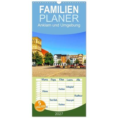 Familienplaner 2027 - Anklam und Umgebung mit 5 Spalten (Wandkalender, 21 x 45 cm) CALVENDO