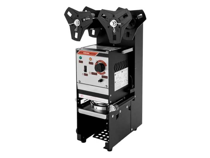 Versiegelungsmaschine Becher Folienschweißgerät für Bubble Tea Becher Milchtee Cup Sealing Machine 230V 300–500 Tassen/Stunde für 90&95mm Durchmesser Max. 18cm-Hoch Verschließbar Plastikbecher