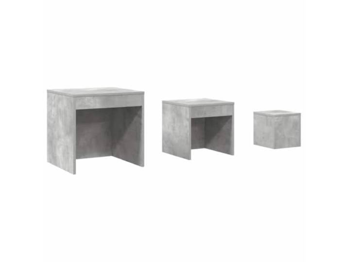 HAQWRDQSG Satztisch 3er Set Beistelltisch Betongrau aus Holzwerkstoff Platzsparendes Dreierset für Schlafzimmer oder Gästezimmer, flexibel ineinander schiebbar mit robuster Deckplatte.