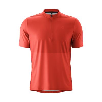 Radtrikot GONSO "Adventure Jersey Halfzip M", Herren, Gr. 3XL, rot (ziegelrot), 88% Polyester, 12% Elasthan, Rundhals, Trikots, Herren Fahrradtrikot, modernes Half-Zip Trikot mit Rückentasche
