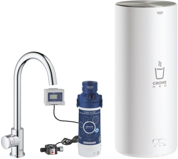 Grohe Red Mono Küchenarmatur 30080001 chrom, L-Size, C-Auslauf, mit Boiler