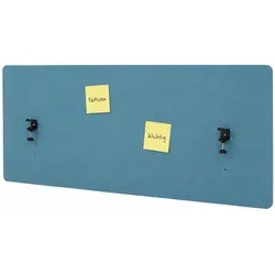 Akustik-Tischtrennwand MCW-G75, Büro-Sichtschutz Schreibtisch Pinnwand, doppelwandig Stoff/Textil ~ 60x140cm türkis