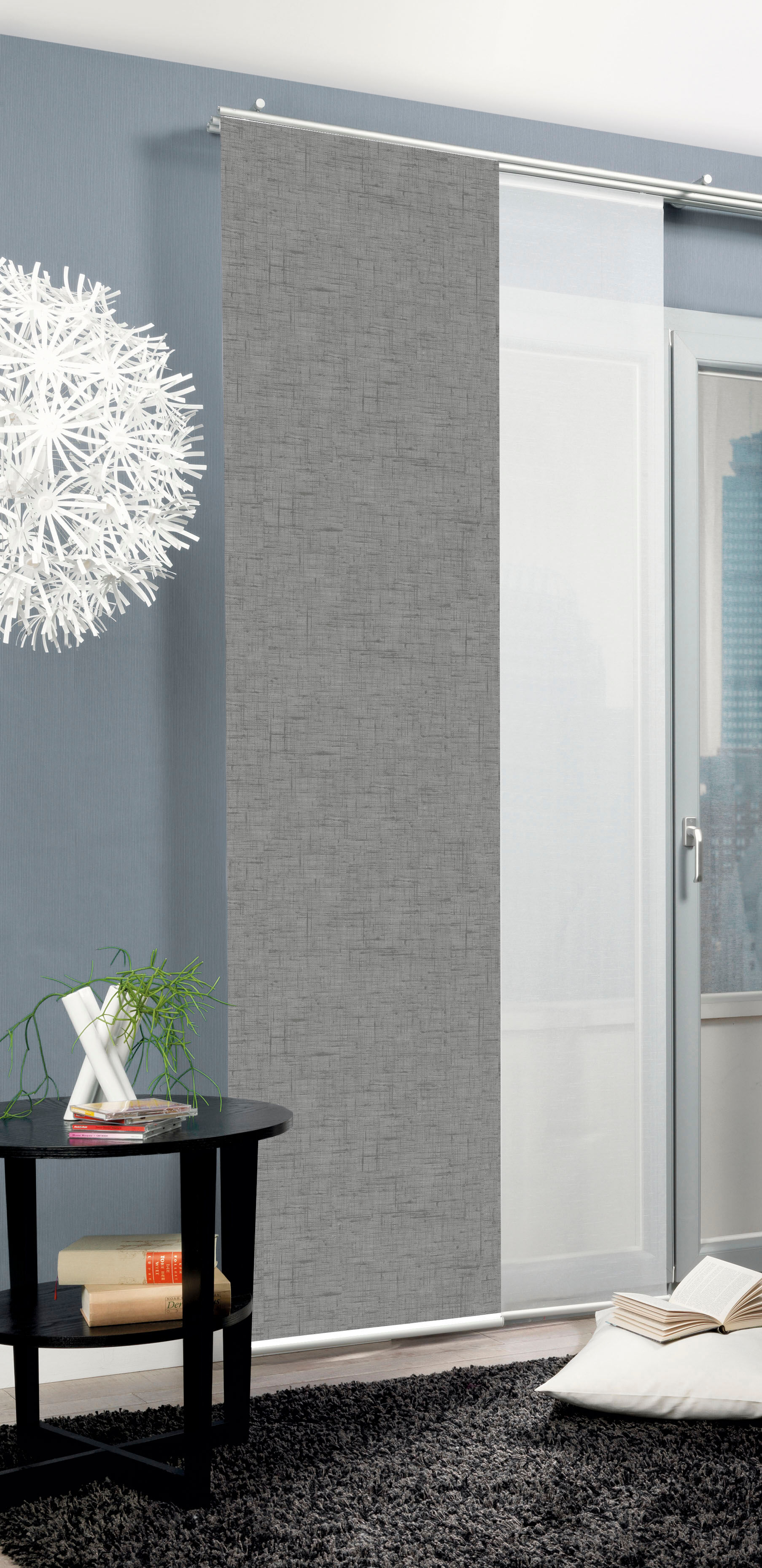 Schiebegardine HOME WOHNIDEEN "PIVE" Gr. 1, grau, B:60cm H:245cm, Polyester, Gardinen, Schiebegardine, Schiebegardine PIVE digitalbedruckt