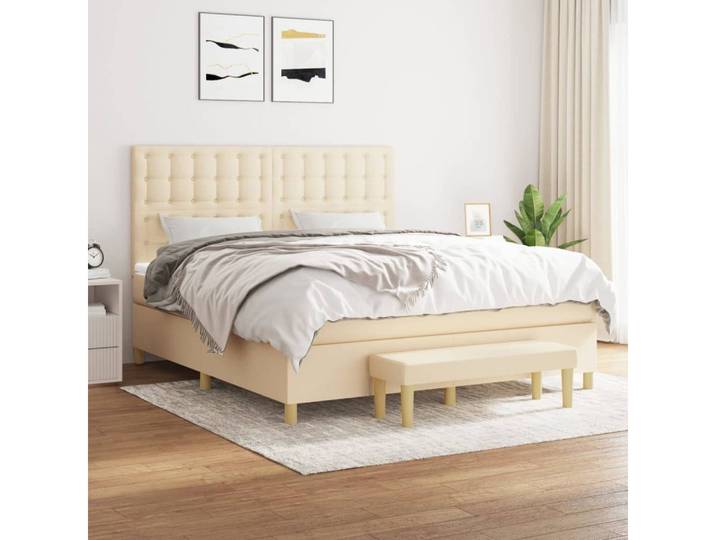 vidaXL Boxspringbett, Boxspringbett mit Matratze Creme 180x200 cm Stoff