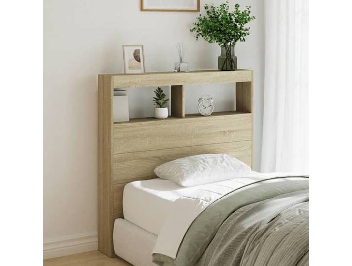 Armoire Tête de Lit avec LED Tête de Lit avec Compartiment Meuble de Rangement Chambre à Coucher Accessoire de 839184