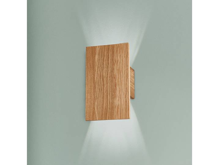 Applique murale LED Wood Panel 15 x 25 x 7cm Bois Fer, laqué chêne massif, laqué Module LED