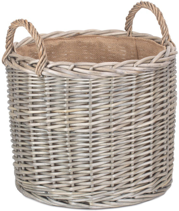 August Grove Edinburgh Wicker Log Carrier Beige 30cm H x 36cm W x 36cm D