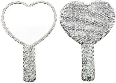 Fusion Finds Luxury Handheld Makeup Mirror With Sparkling Rhinestone Handle Portable Vanity Mirror For Beauty Touch Ups stick Diamond J