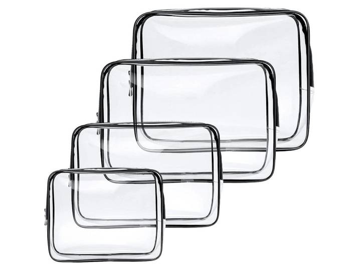 Kulturtasche 4-teiliges Set Transparent Pvc, Kunststoff, 1x1x1 cm, Badaccessoires, Kosmetikdosen