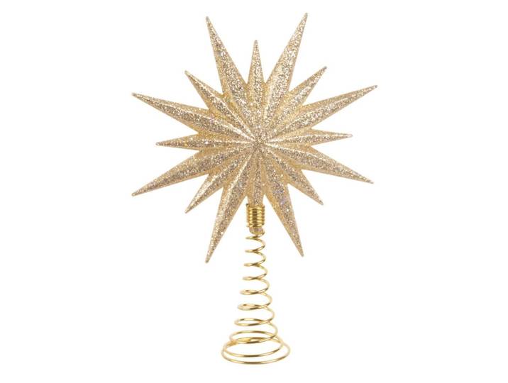 Weihnachtsbaumspitze Stern mit goldfarbenem Glitzer